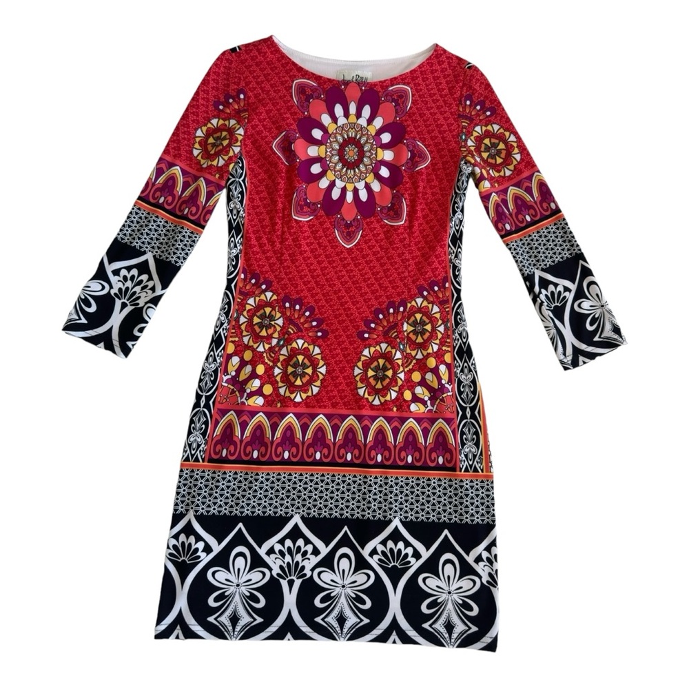 Joseph Ribkoff Floral Colorful Print Pattern Sheath Dress Size 4